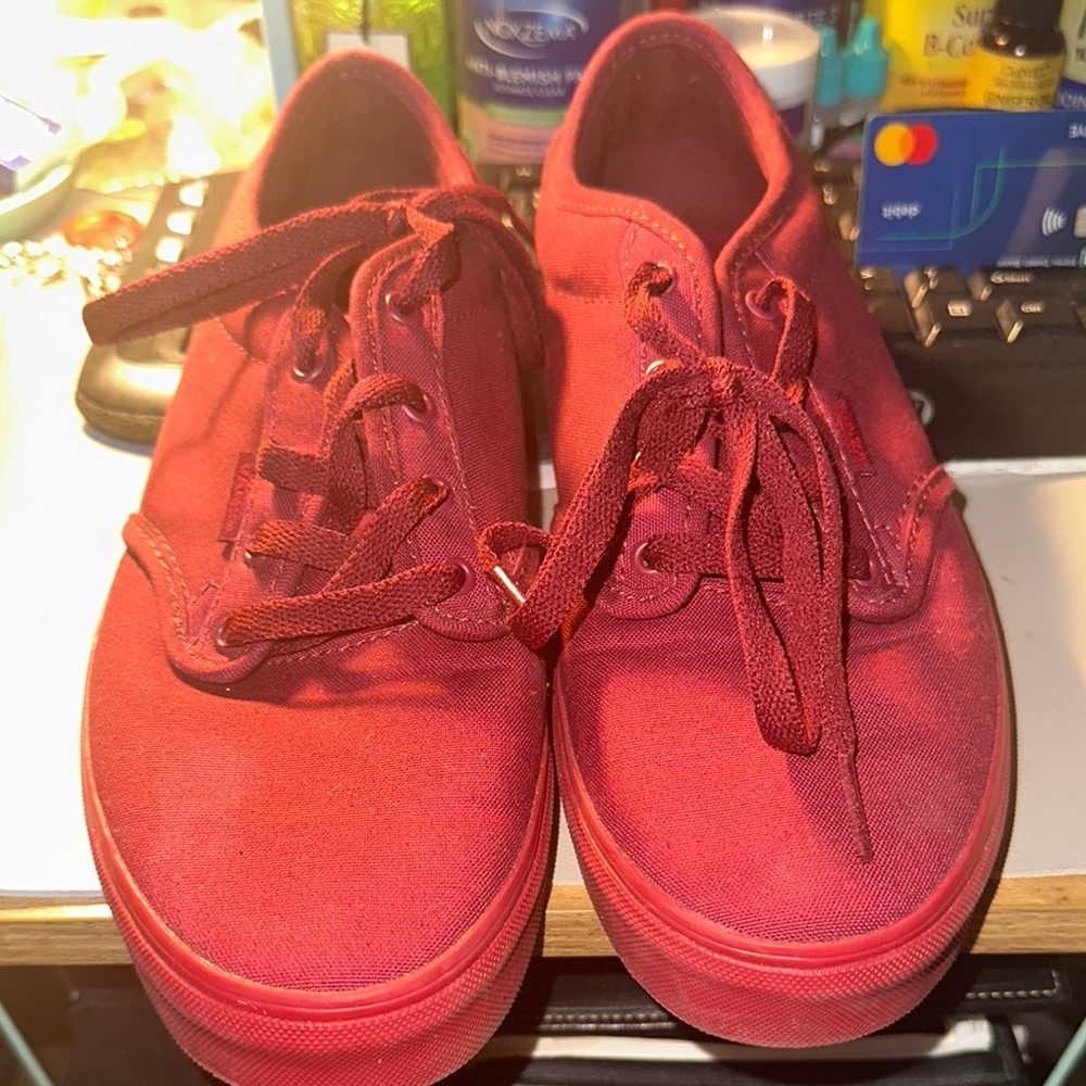 Vans Red Canvas Sneakers Low-Top Lace-Up